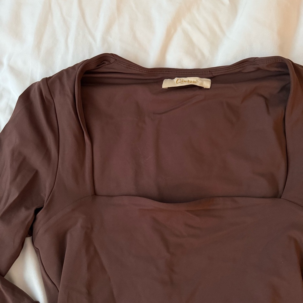 Brown Long Sleeve Bodysuit